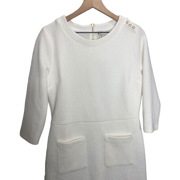 Versona White Dress Quilted Gold Zipper Size 8 New - Picture 3 of 12